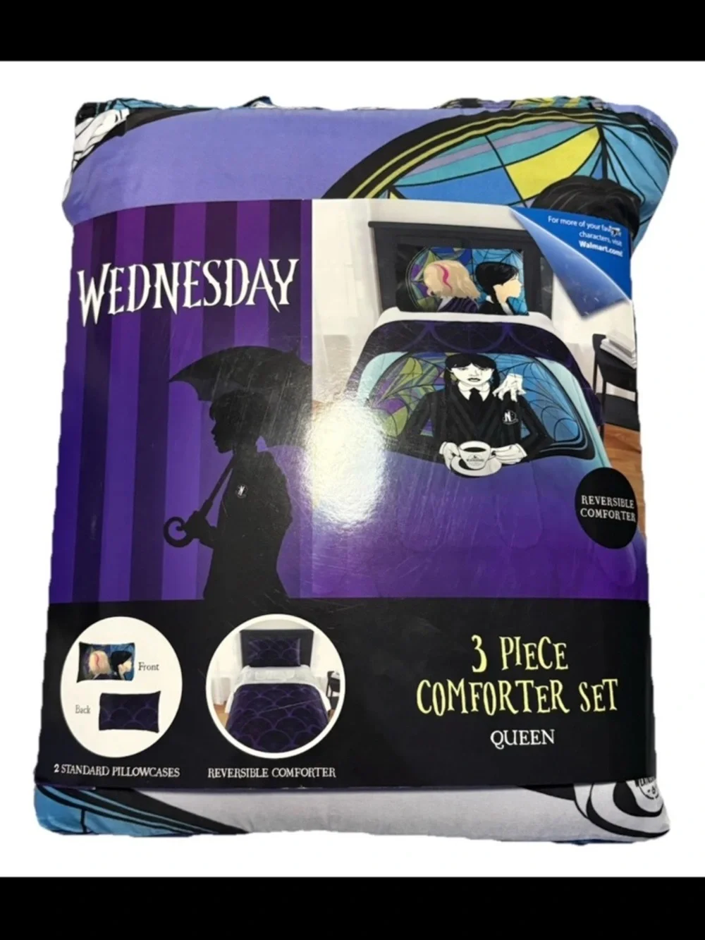 Wednesday (Addams Family) 3 pc Queen Reversible Comforter Set